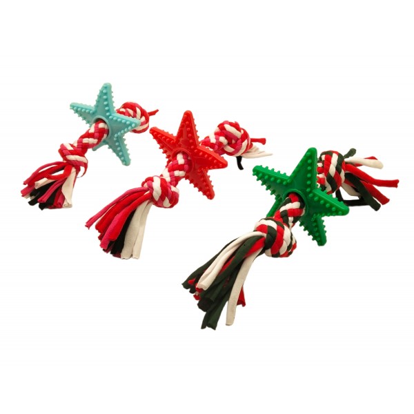 ΠΑΙΧΝΙΔΙ ΣΚΥΛΟΥ ΜΕ ΕΛΑΣΤΙΚΟ ΣΧΟΙΝΙ Κ' ΛΑΣΤΙΧΕΝΙΟ ΑΣΤΕΡΙ ΣΕ 3 ΧΡΩΜΑΤΑ 27CM